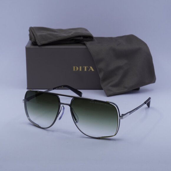 Dita MIDNIGHT SPECIAL DRX-2010 A Aviator Sunglasses - Antique Silver/Green - Picture 1 of 13